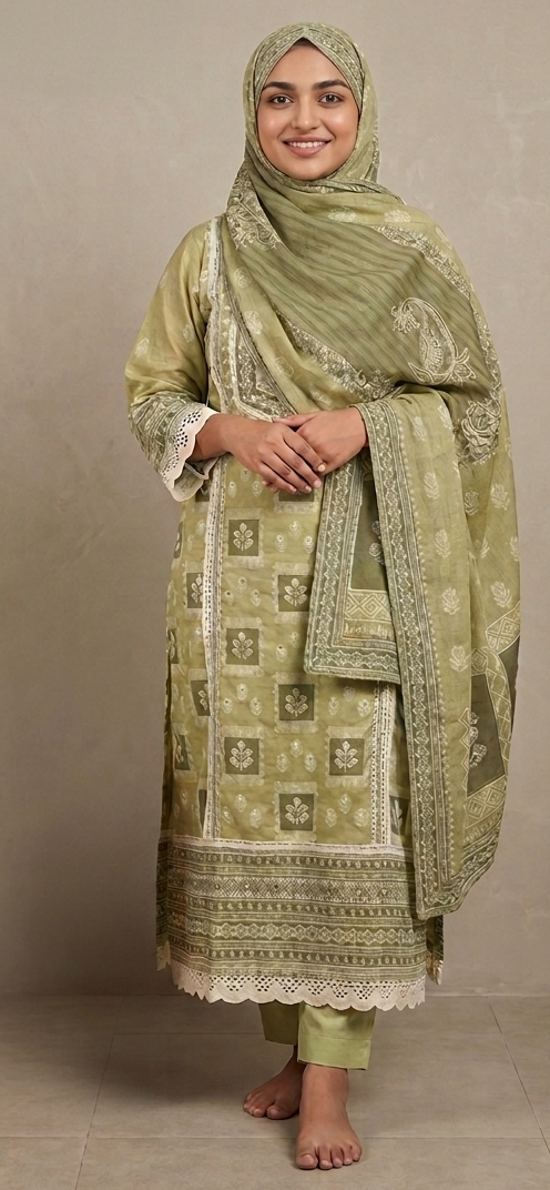 Three Piece Pastel Green