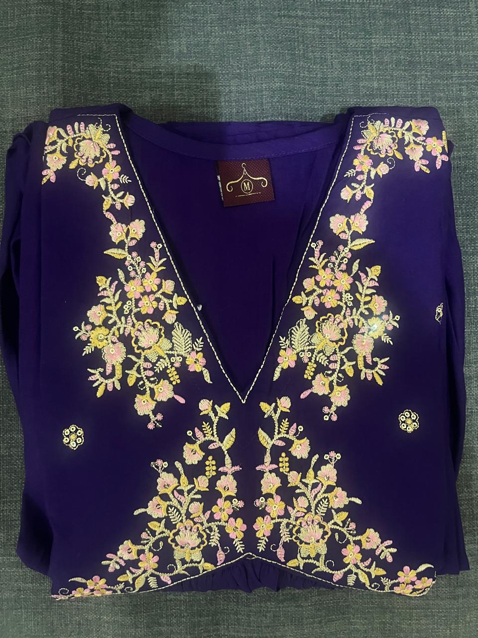 Royal Violet Floral Kurta
