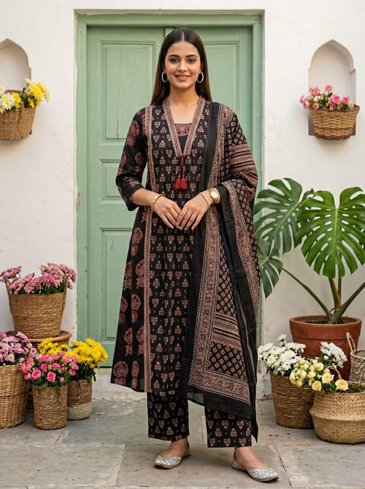 Ajrakh Handblock Cotton Suit Set