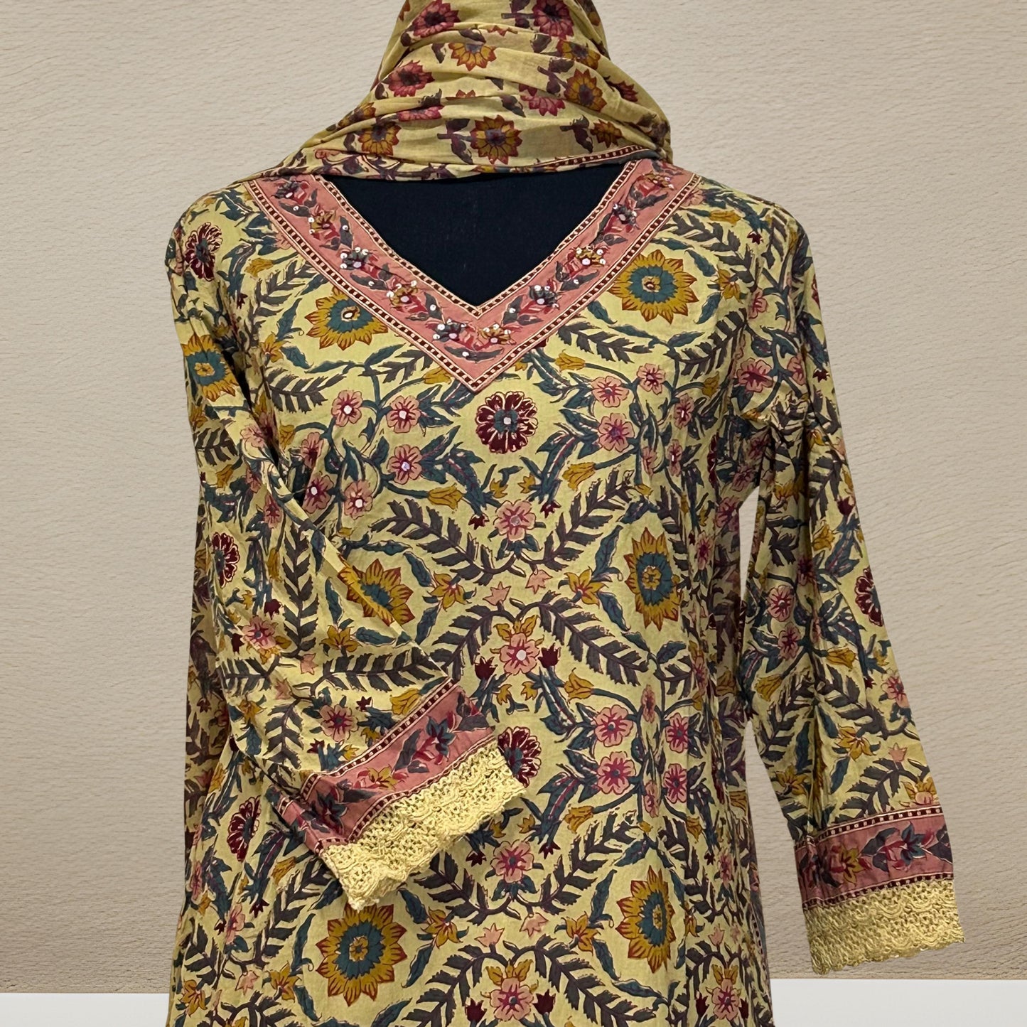 Yellow floral Kurthi