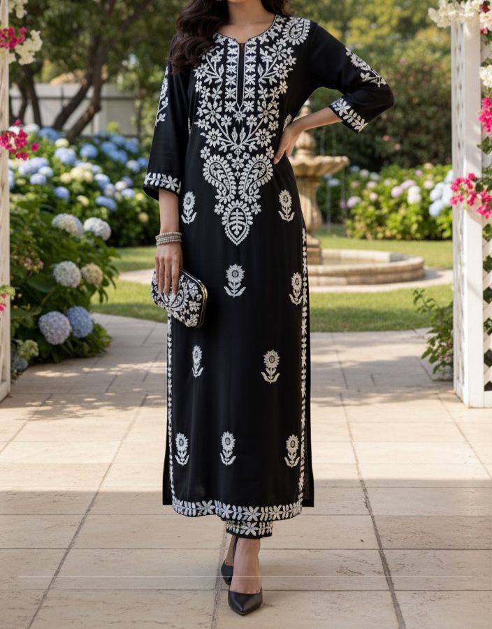 Black Chikankari