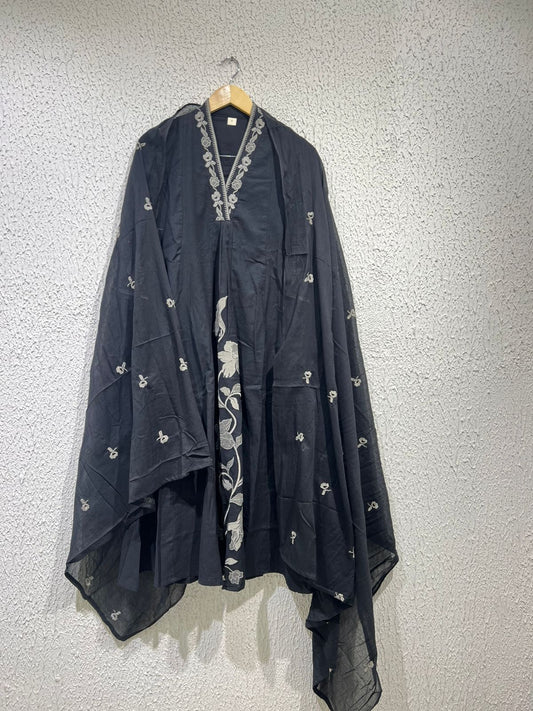 Black Aline Floral Embroidary